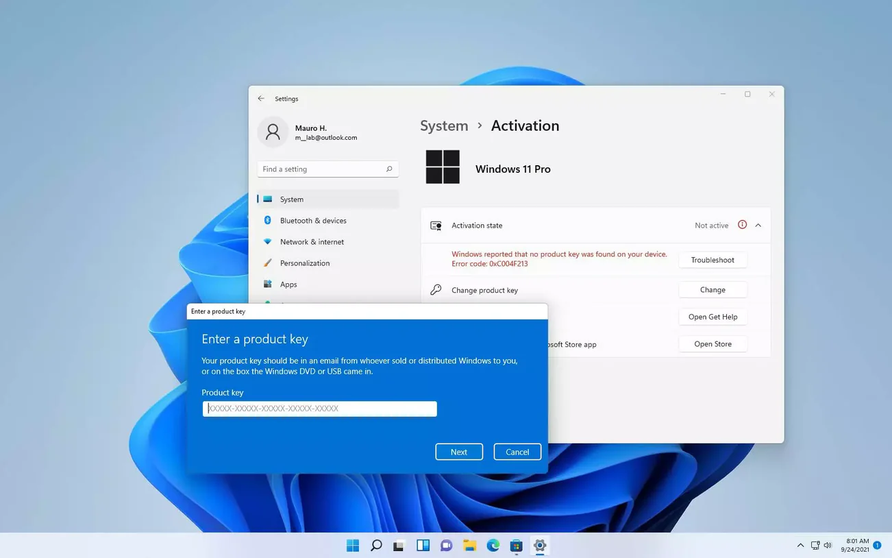 Windows 11 Home Activation Settings