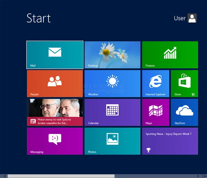 Windows 8.1 Pro Start Screen Interface